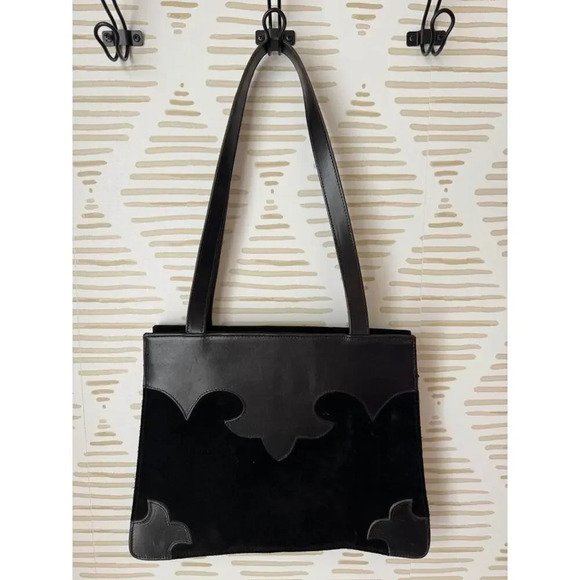 Subissati Handbags - Subissati Vintage Black Leather & Suede Purse Tote Bag